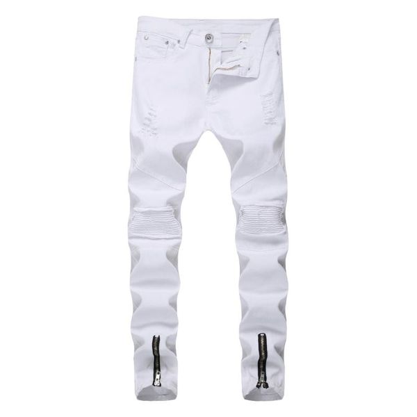 men's jeans fashion 2021 spring autumn casual skinny white color men biker locomotive leg zipper distressed pleated hip hop trousers, Blue
men's jeans fashion 2021 spring autumn casual skinny white color men biker locomotive leg zipper distressed pleated hip hop trousers, Blue