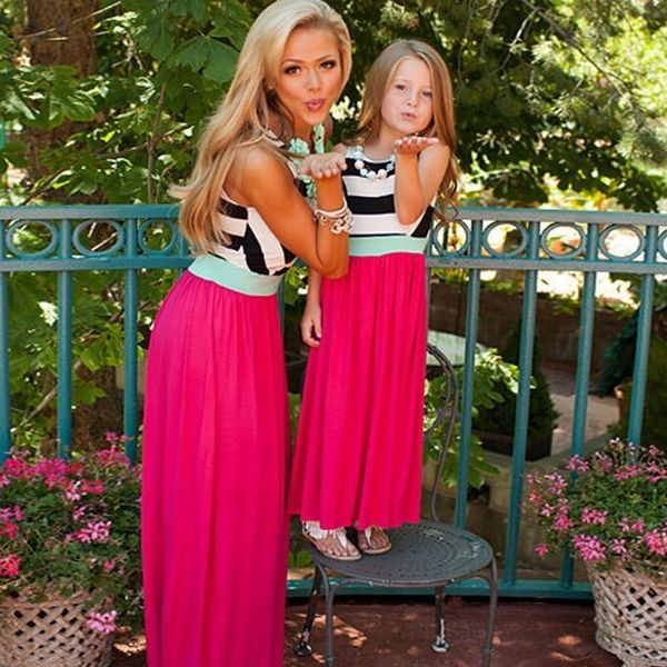 family matching clothes sleeveless striped dress mother daughter dresses midi dress for children gilrs, Blue
family matching clothes sleeveless striped dress mother daughter dresses midi dress for children gilrs, Blue