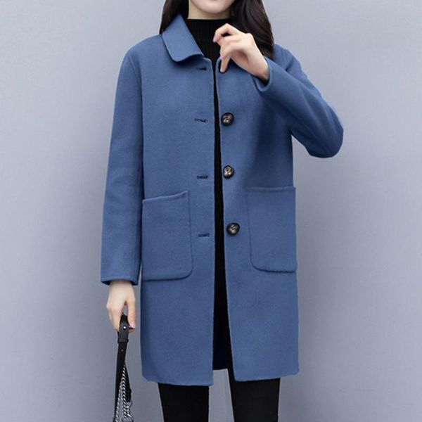 womens winter lapel button long trench coat jacket ladies overcoat outwear temperament women's popular woolen coat 10.23, Black
womens winter lapel button long trench coat jacket ladies overcoat outwear temperament women's popular woolen coat 10.23, Black