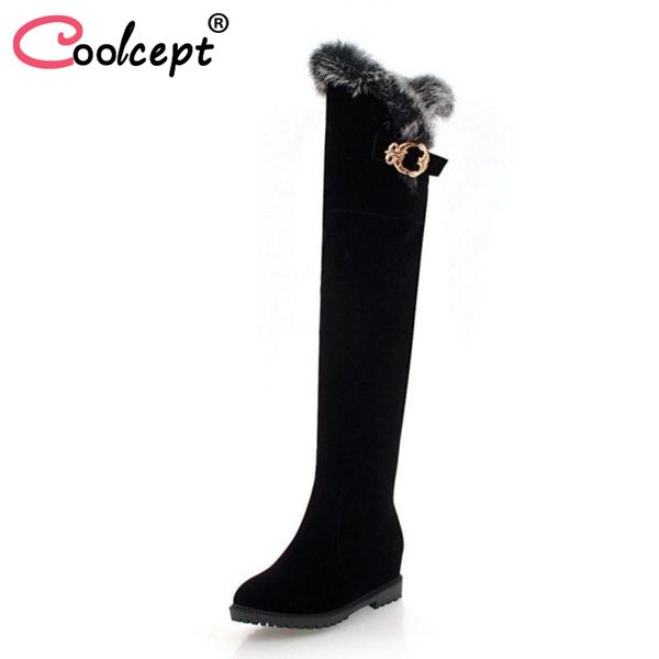 coolcept size 34-45 women thigh high boots fashion zipper plush fur shoes woman buckle inside heels boots winter warm shoes, Black
coolcept size 34-45 women thigh high boots fashion zipper plush fur shoes woman buckle inside heels boots winter warm shoes, Black