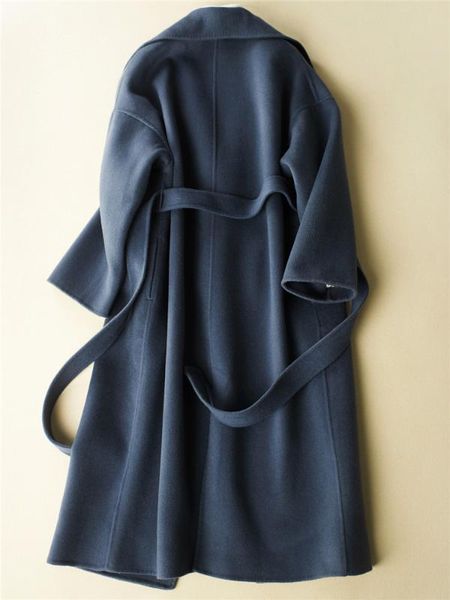 women's wool & blends 100% pure coat female 2021 korean fashion double-sided women coats long autumn winter jacket with belt 1604032, Black
women's wool & blends 100% pure coat female 2021 korean fashion double-sided women coats long autumn winter jacket with belt 1604032, Black