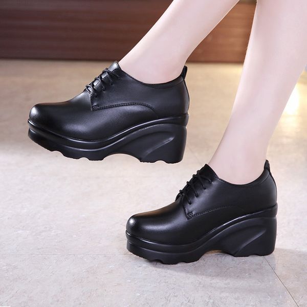 2020 high-heeled wedges waterproof platform women's single shoes round head deep mouth tie muffin thick bottom, Black
2020 high-heeled wedges waterproof platform women's single shoes round head deep mouth tie muffin thick bottom, Black