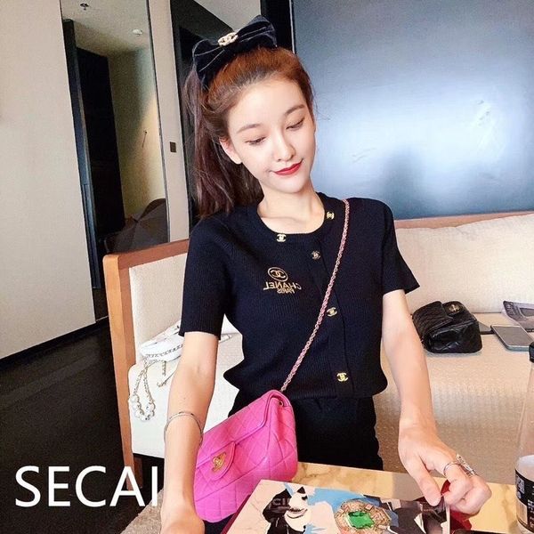 design short knit jacket 2020 new summer embroidery versatile ins style short sleeve t-shirt versatile woman, White
design short knit jacket 2020 new summer embroidery versatile ins style short sleeve t-shirt versatile woman, White