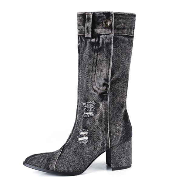 2020 новый denim женщины короткие сапоги черные джинсы толстые каблуки острым носом западная ретро середина сапоги молния женщина сапоги, Black
2020 новый denim женщины короткие сапоги черные джинсы толстые каблуки острым носом западная ретро середина сапоги молния женщина сапоги, Black