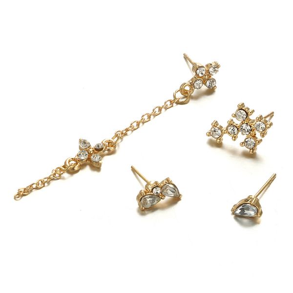 Junerain 4 Pcs/set Gold Color Cross Tassel Rhinestone Earring Set Fashion Exquisite Jewelry for Women TW Women Earrings Hot Sale
Junerain 4 Pcs/set Gold Color Cross Tassel Rhinestone Earring Set Fashion Exquisite Jewelry for Women TW Women Earrings Hot Sale