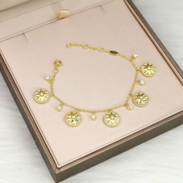 gold plated bracelet female 925 sterling silver star fritillary five-flower compass bracelet designer rose des vents jewelry, Golden;silver
gold plated bracelet female 925 sterling silver star fritillary five-flower compass bracelet designer rose des vents jewelry, Golden;silver