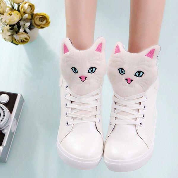 2020 autumn/winter white shoes women's fashion sneakers lace up breathable all match cartoon comfy the cat platform shoes, Black
2020 autumn/winter white shoes women's fashion sneakers lace up breathable all match cartoon comfy the cat platform shoes, Black