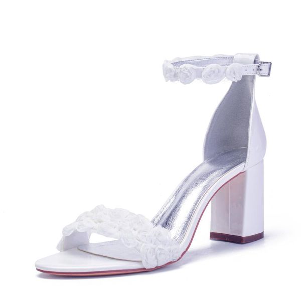 2020 new fashion hight heel sandals bridal shoes open toe pumps white wedding shoes with flower decoration, Black