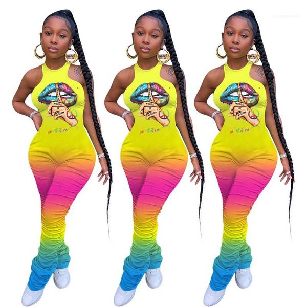 slesssless lips pattern printed rainbow gradient color rompers fashion ladies clothing summer womens deigner pleated jumpsuits sexy, Black;white
slesssless lips pattern printed rainbow gradient color rompers fashion ladies clothing summer womens deigner pleated jumpsuits sexy, Black;white