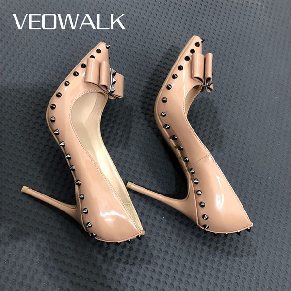 veowalk spikes bow knot women beige stilettos high heels elegant ladies formal dress shoes pointed toe slip on rivets pumps, Black
veowalk spikes bow knot women beige stilettos high heels elegant ladies formal dress shoes pointed toe slip on rivets pumps, Black