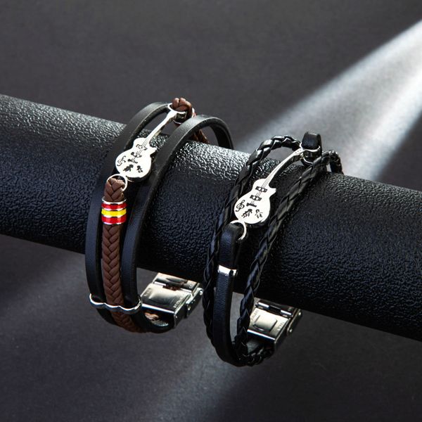 bangle europe and america punk men's leather bracelet guitar multi-layer woven rope accessories, Black
bangle europe and america punk men's leather bracelet guitar multi-layer woven rope accessories, Black