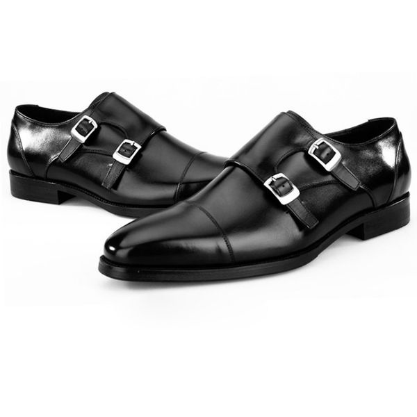 double monk strap mens formal shoes genuine leather designer square toe slip on flats business oxford sapato masculino social, Black
double monk strap mens formal shoes genuine leather designer square toe slip on flats business oxford sapato masculino social, Black