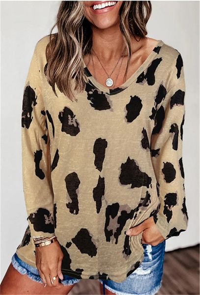 leopard womens tshirt pullover long sleeve v neck loose designer knit relaxed printed women tees, White
leopard womens tshirt pullover long sleeve v neck loose designer knit relaxed printed women tees, White