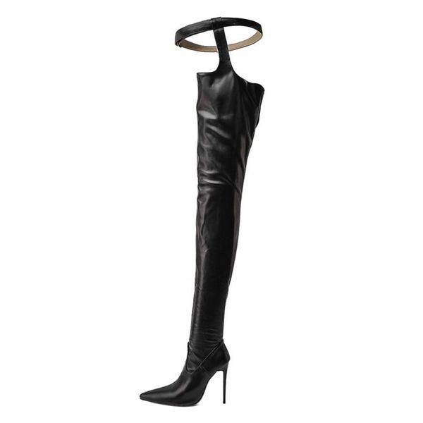 pointed head belt buckle nightclub performance over the knee boots super high heel wearable sleeve pole dance female boots, Black
pointed head belt buckle nightclub performance over the knee boots super high heel wearable sleeve pole dance female boots, Black