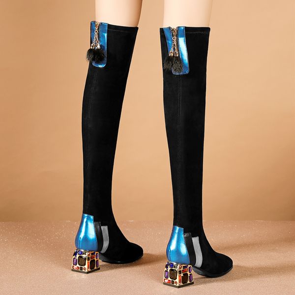 rhinestone women high heels party prom shoes stretch boots winter warm women over the knee high boots metal chains boots, Black
rhinestone women high heels party prom shoes stretch boots winter warm women over the knee high boots metal chains boots, Black