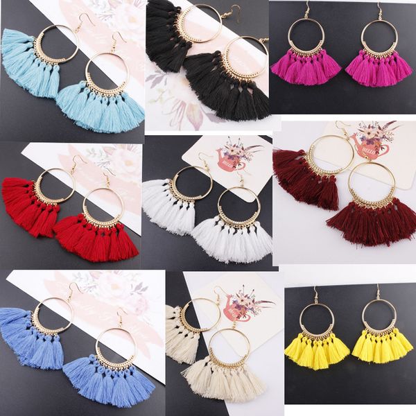 

16 colors Tassel Earrings For Women Ethnic Big Drop Earrings Bohemia Fashion Jewelry Trendy Cotton Rope Fringe Long Dangle