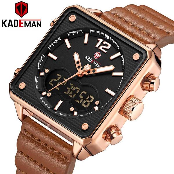 k9038 kademan men's analog digital sports watches genuine leather square shape quartz watch relogio masculino, Slivery;brown
k9038 kademan men's analog digital sports watches genuine leather square shape quartz watch relogio masculino, Slivery;brown