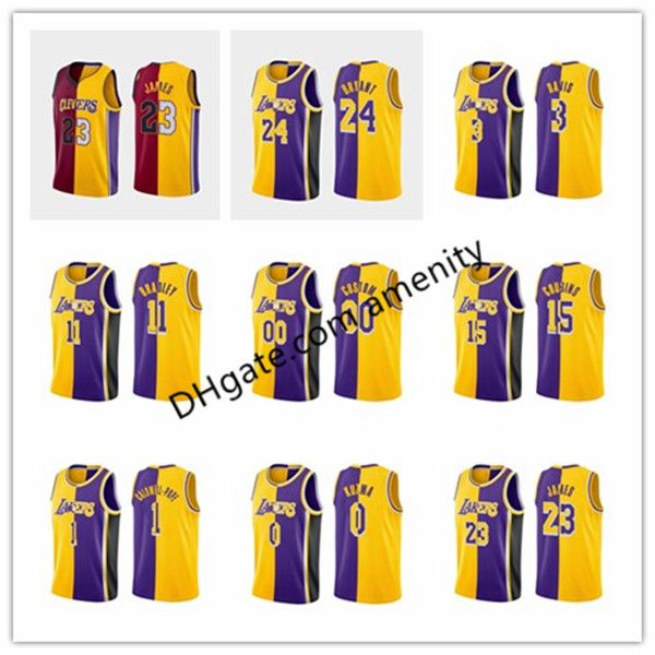 men los angeles lakers james 3 davis 24 bryant 2 cook 0 kuzma 34 o'neal purple lebron anthony quinn kyle golden split jersey, Black
men los angeles lakers james 3 davis 24 bryant 2 cook 0 kuzma 34 o'neal purple lebron anthony quinn kyle golden split jersey, Black