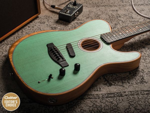 custom shop acoustasonic tele sonic satin green electric guitar polyester satin matte finish, spurce dot inlay, black hardware
custom shop acoustasonic tele sonic satin green electric guitar polyester satin matte finish, spurce dot inlay, black hardware