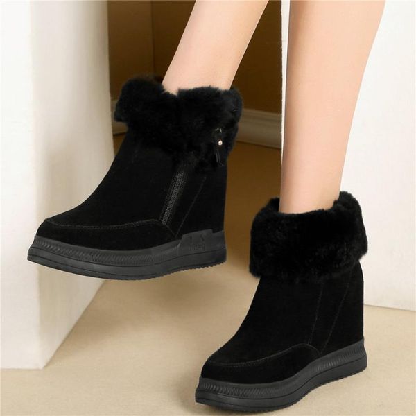 fashion sneakers women genuine leather wedges high heel pumps shoes female round toe warm fur snow boots winter trainers, Black
fashion sneakers women genuine leather wedges high heel pumps shoes female round toe warm fur snow boots winter trainers, Black