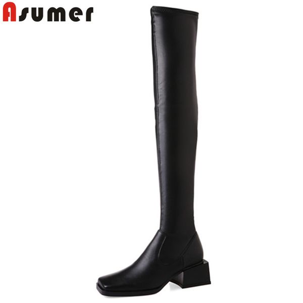 asumer size 34-40 fashion over the knee boots slip on genuine leather boots square heels autumn winter women 2020, Black
asumer size 34-40 fashion over the knee boots slip on genuine leather boots square heels autumn winter women 2020, Black