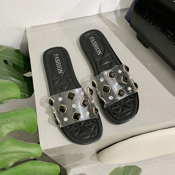 zapatos де verano mujer 2020 новых плоские дно анти износа скольжения праздника ciabatte донны spiaggia прозрачных заклепки тапочки для женщ, Black
zapatos де verano mujer 2020 новых плоские дно анти износа скольжения праздника ciabatte донны spiaggia прозрачных заклепки тапочки для женщ, Black
