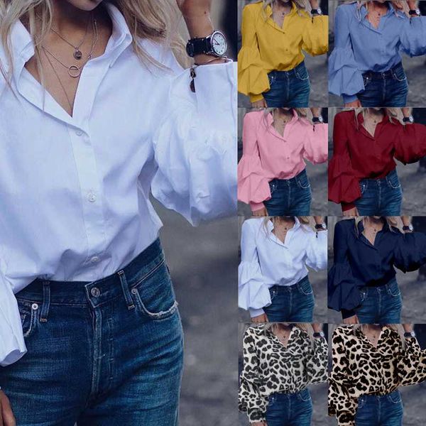 women's blouses & shirts fashion women long puff sleeve plus size casual celmia 2021 autumn ladies office buttons loose solid blusas, White
women's blouses & shirts fashion women long puff sleeve plus size casual celmia 2021 autumn ladies office buttons loose solid blusas, White