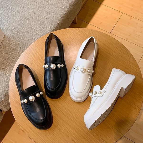loafers of pearls women platform low heel single loafers white leather shoes women, Black
loafers of pearls women platform low heel single loafers white leather shoes women, Black