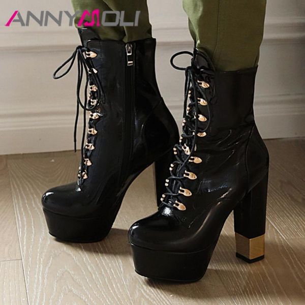 annymoli women mid calf boots shoes metal decoration platform super high heel boots zip lace up block heels lady black 43
annymoli women mid calf boots shoes metal decoration platform super high heel boots zip lace up block heels lady black 43