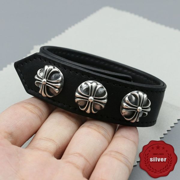 brand sterling silver leather bracelet european and american tide couple personality nightclub jewelry creative bracelet punk street bangles, Black
brand sterling silver leather bracelet european and american tide couple personality nightclub jewelry creative bracelet punk street bangles, Black