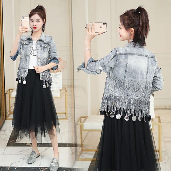 sexemara fashion the new heavy industry tassel sequins wash long sleeve denim jacket ing, Black;brown
sexemara fashion the new heavy industry tassel sequins wash long sleeve denim jacket ing, Black;brown