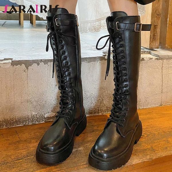 boots sarairis 2021 motorcycle fashion platform women round toe chunky heels cross tied buckle zip shoes woman, Black 
boots sarairis 2021 motorcycle fashion platform women round toe chunky heels cross tied buckle zip shoes woman, Black