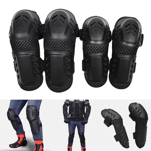 black motorcycle protective pad set gear sports knee elbow protector