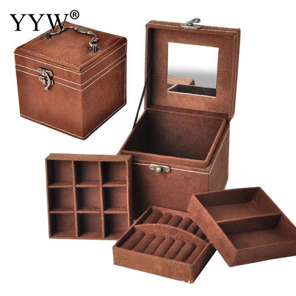 12x12x12cm vintage velvet three-tier jewelry box multideck storage cases with wood mirror wedding birthday gift mx200810, Black;white
12x12x12cm vintage velvet three-tier jewelry box multideck storage cases with wood mirror wedding birthday gift mx200810, Black;white