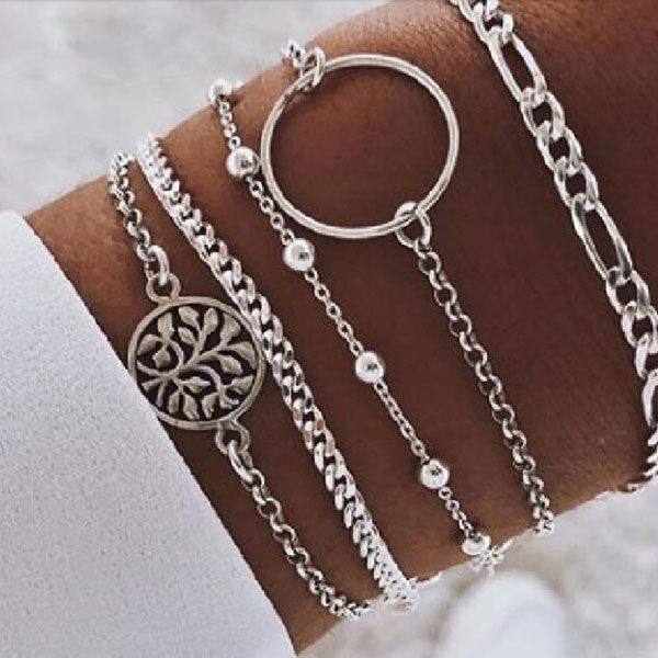 s1701 fashion jewelry bracelet set hollow out circle moon chain bracelet 5pcs set, Golden;silver
s1701 fashion jewelry bracelet set hollow out circle moon chain bracelet 5pcs set, Golden;silver