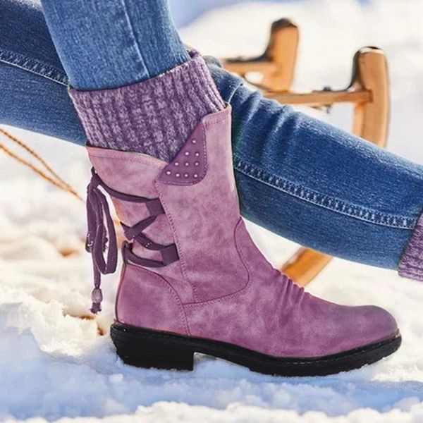 boots winter snow women zipper fashion pu leather mid-calf with back lace-up design solid low heel shoes, Black
boots winter snow women zipper fashion pu leather mid-calf with back lace-up design solid low heel shoes, Black