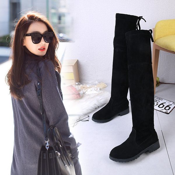 boots round toe pu fashion casual women over-the-knee riband solid long low square heel slip-on concise winter shoes, Black
boots round toe pu fashion casual women over-the-knee riband solid long low square heel slip-on concise winter shoes, Black