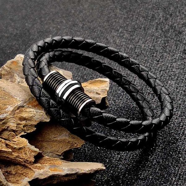 popular punk men's two-layer leather charm bracelet magnetic clasp rotatable screw thread stainless steel jewelry women gift, Golden;silver
popular punk men's two-layer leather charm bracelet magnetic clasp rotatable screw thread stainless steel jewelry women gift, Golden;silver