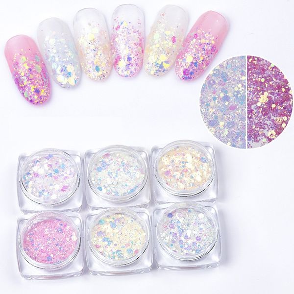nail glitter 6boxes/set sun light uv sensitive changing color mixed size flakes chameleon powder manicure 3d art gel decoration, Silver;gold
nail glitter 6boxes/set sun light uv sensitive changing color mixed size flakes chameleon powder manicure 3d art gel decoration, Silver;gold