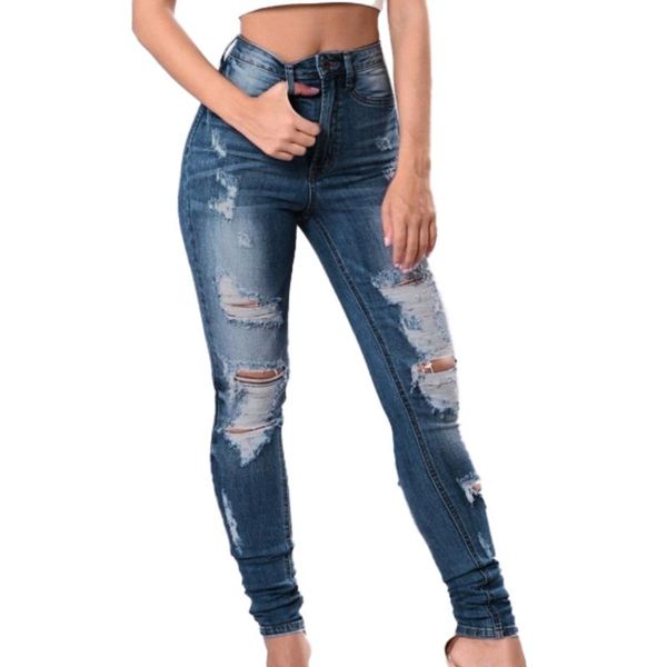 vicabo distressed skinny women jeans full length hole casual pencil pants zipper high waist pockets slim denim trousers, Blue
vicabo distressed skinny women jeans full length hole casual pencil pants zipper high waist pockets slim denim trousers, Blue
