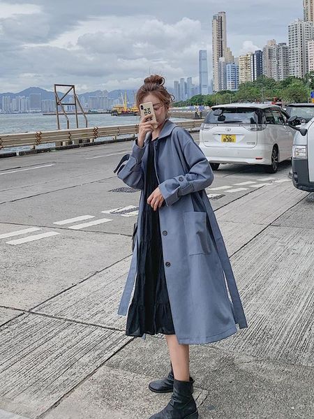 blue trench coat women long british style 2020 autumn long sleeve trench coat korean spring loose temperament windbreaker, Tan;black
blue trench coat women long british style 2020 autumn long sleeve trench coat korean spring loose temperament windbreaker, Tan;black