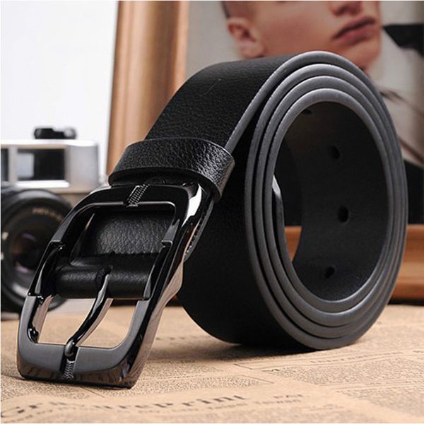 cinturones hombre classic japanese belt luxury leather designer belts men pin buckle black business trouser strap, Black;brown 
cinturones hombre classic japanese belt luxury leather designer belts men pin buckle black business trouser strap, Black;brown