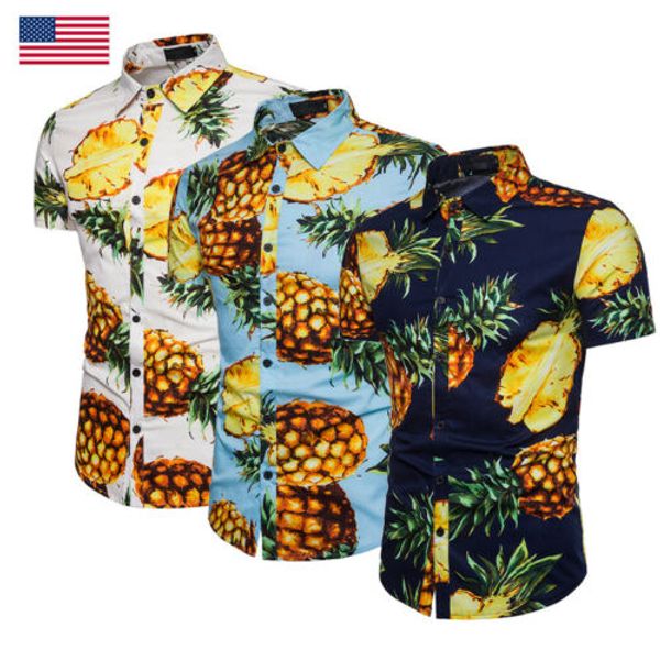 usa mens pineapple print shirts casual short sleeve hawaiian beach shirt, White;black
usa mens pineapple print shirts casual short sleeve hawaiian beach shirt, White;black