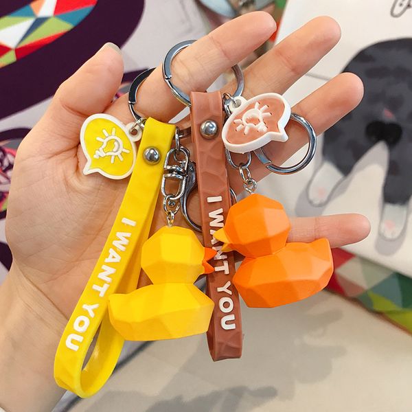 fashion keychain korean cartoon resin cute faceted duck keychain pendant ins wind key chain couple pendant new, Silver 
fashion keychain korean cartoon resin cute faceted duck keychain pendant ins wind key chain couple pendant new, Silver