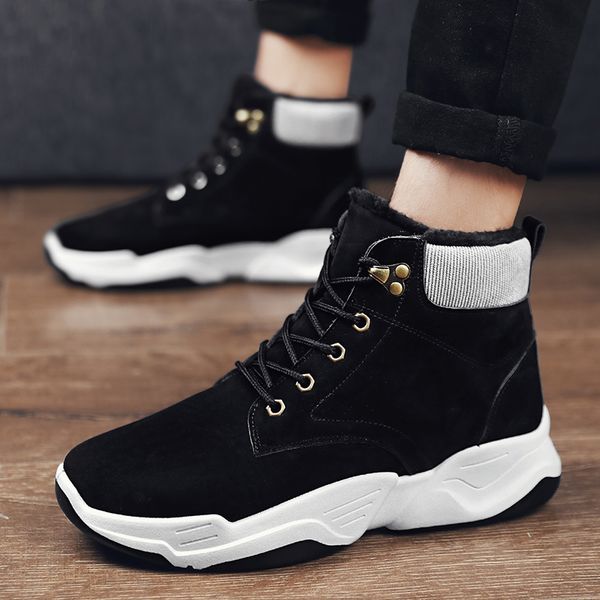 winter warm ankle men's boots high suede casual shoes men lace-up plush male snow boots round head male shoes hx-222, Black 
winter warm ankle men's boots high suede casual shoes men lace-up plush male snow boots round head male shoes hx-222, Black
