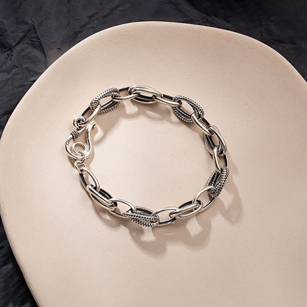 fashion retro thick chain thai silver color bracelet for men women couples jewelry gifts wholesale s-b382, Black
fashion retro thick chain thai silver color bracelet for men women couples jewelry gifts wholesale s-b382, Black
