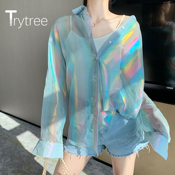 trytree 2020 spring summer women casual blouse turn-down collar single breasted solid 4 color all-purpose style sunscreen blouse, White
trytree 2020 spring summer women casual blouse turn-down collar single breasted solid 4 color all-purpose style sunscreen blouse, White