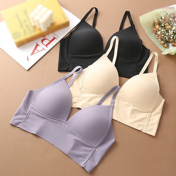 women ice silk seamless bra triangle cup soft comfortable ultra thin underwear without steel ring sleep bra new arrival, Red;black
women ice silk seamless bra triangle cup soft comfortable ultra thin underwear without steel ring sleep bra new arrival, Red;black