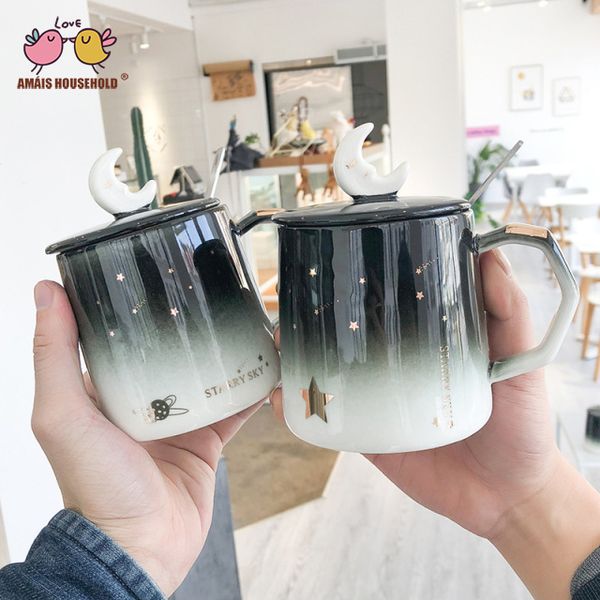 400ml dream gradient black sky theme star sun moon star belly coffee mugs office cups with spoon and cover
400ml dream gradient black sky theme star sun moon star belly coffee mugs office cups with spoon and cover