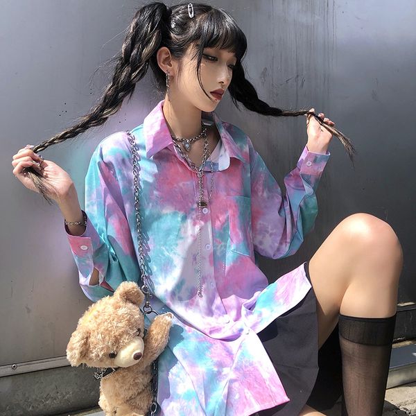 autumn korean harajuku personality tie-dye printing loose long-sleeved shirts women, White
autumn korean harajuku personality tie-dye printing loose long-sleeved shirts women, White